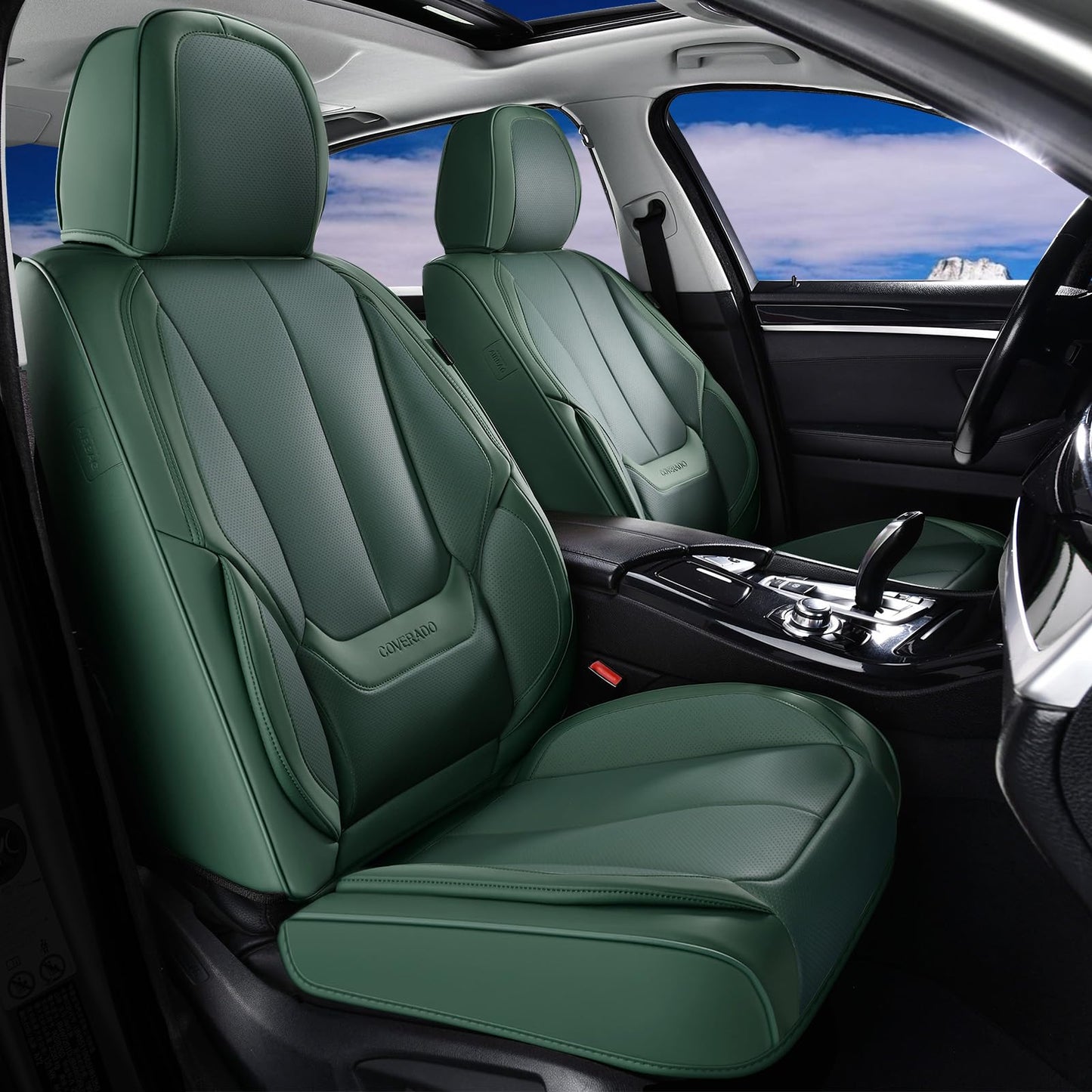 Coverado Car Seat Covers, Seat Covers for Cars, Waterproof Leather Auto Seat Protectors, Leather Car Seat Cushion, Car Interiors Accessories Universal Fit for Most Cars