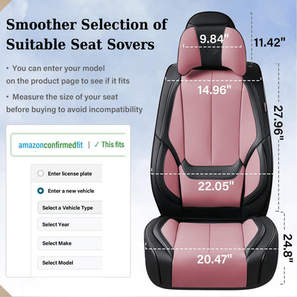 Coverado Car Seat Covers, Seat Covers for Cars, Waterproof Leather Auto Seat Protectors, Leather Car Seat Cushion, Car Interiors Accessories Universal Fit for Most Cars