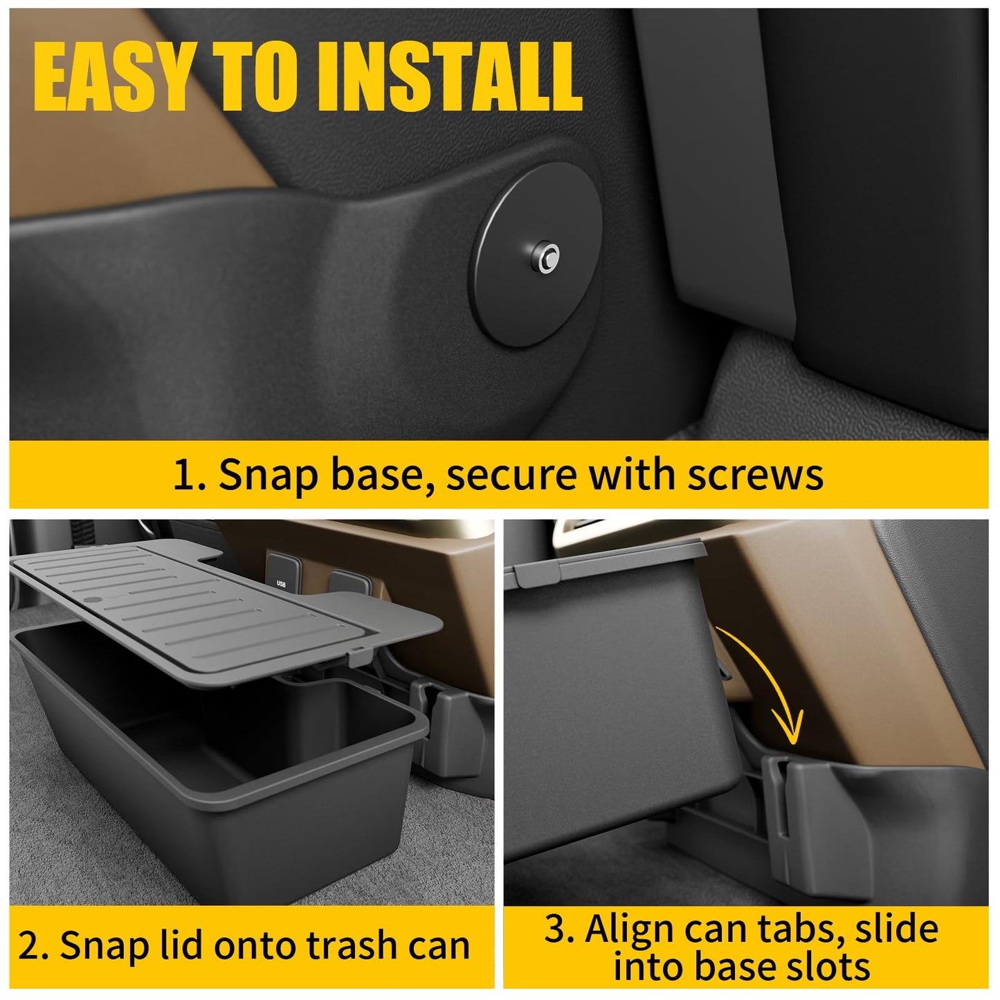 Compact Car Trash Can with Leakproof Interior Design