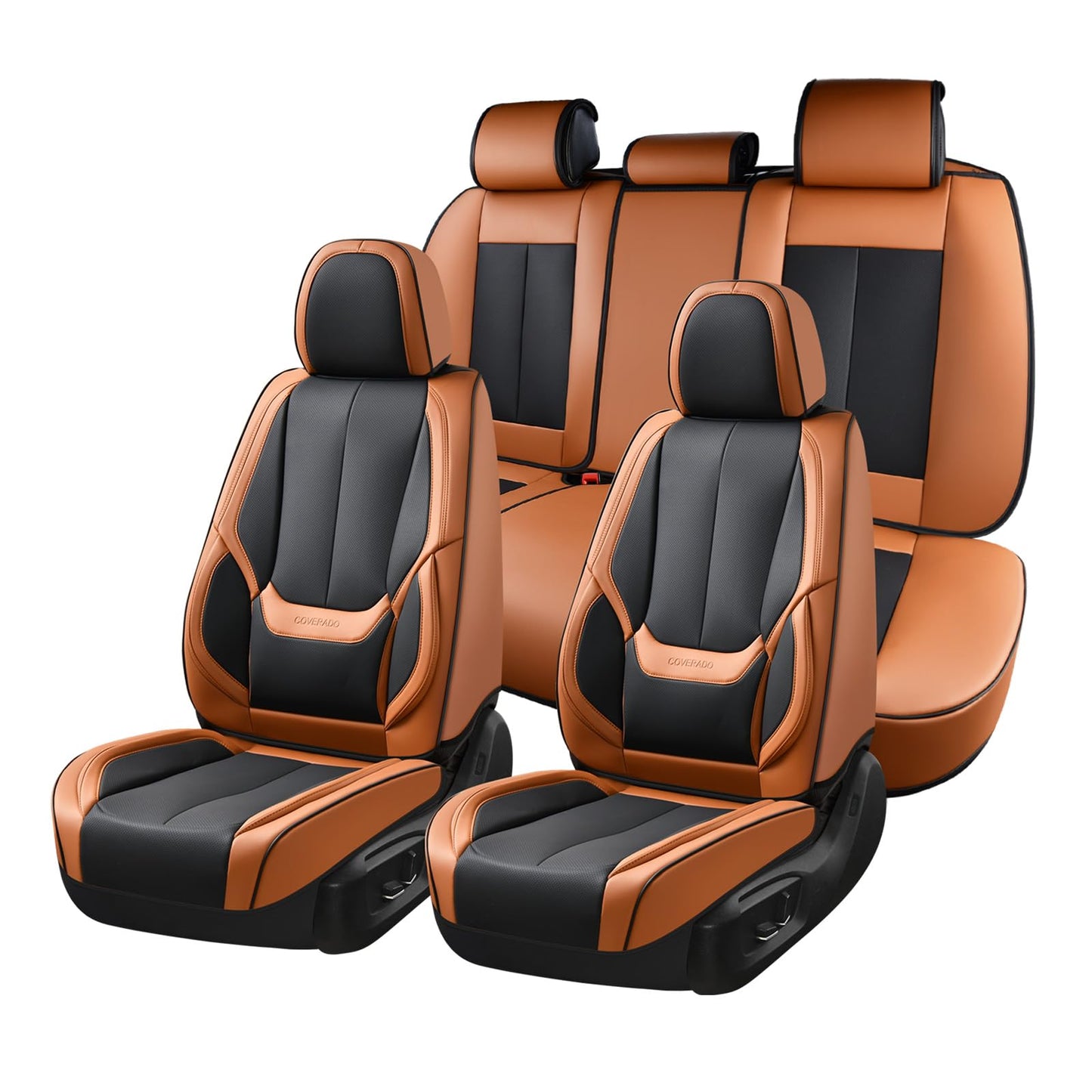 Coverado Car Seat Covers, Seat Covers for Cars, Waterproof Leather Auto Seat Protectors, Leather Car Seat Cushion, Car Interiors Accessories Universal Fit for Most Cars