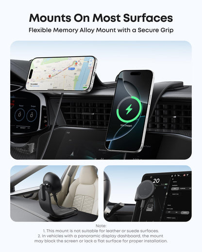 15W Magnetic Wireless Car Charger with Alloy Mount