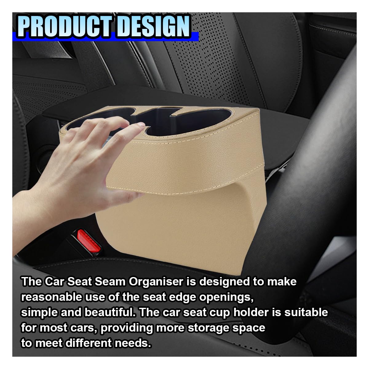 PU Leather Car Seat Gap Organizer with Cup Holder
