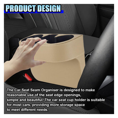 PU Leather Car Seat Gap Organizer with Cup Holder
