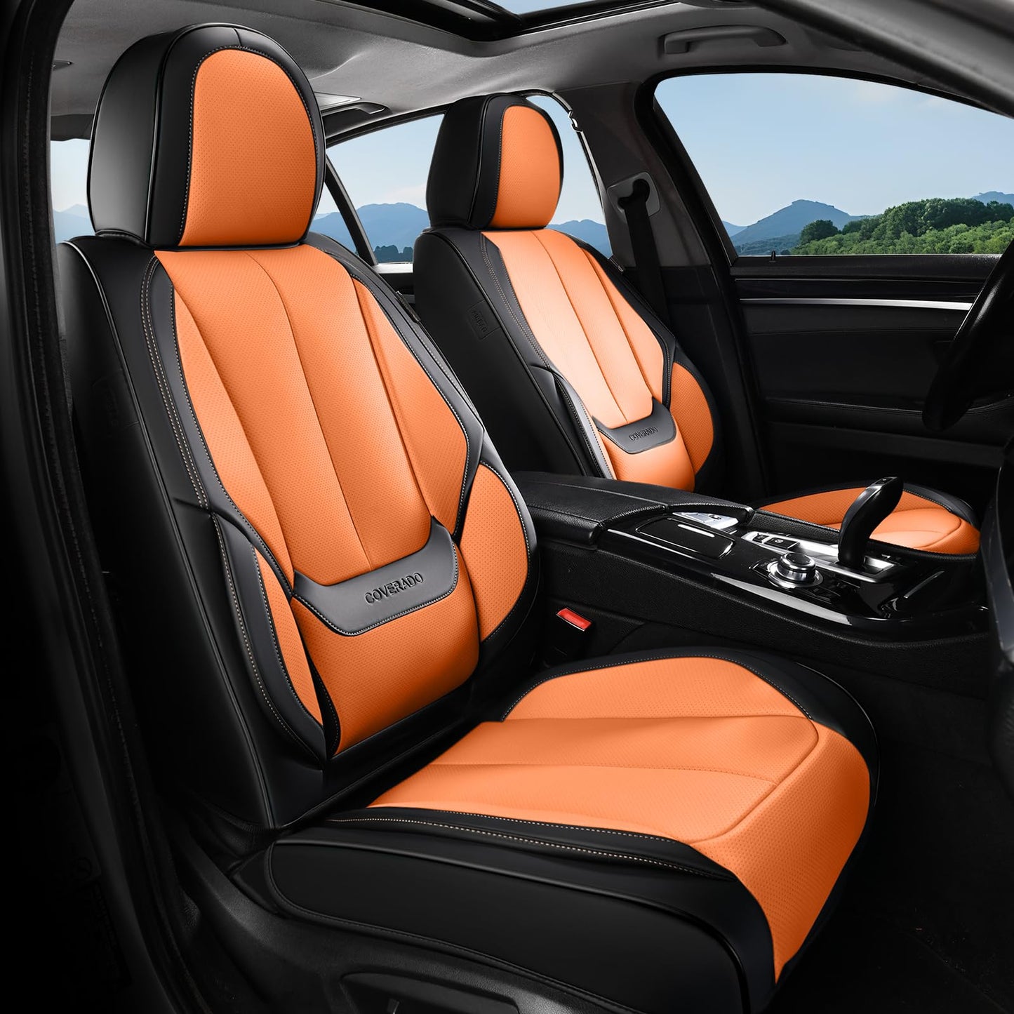 Coverado Car Seat Covers, Seat Covers for Cars, Waterproof Leather Auto Seat Protectors, Leather Car Seat Cushion, Car Interiors Accessories Universal Fit for Most Cars