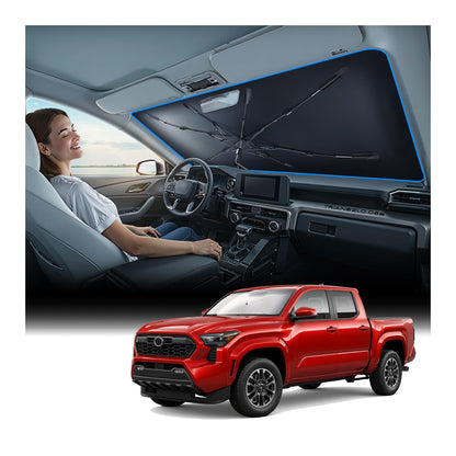 [Upgraded] Nmoiss Windshield Sun Shade Umbrella - [Vinyl Coating Heat Shield] Protect Car from Sun Rays & Heat Damage Keep Cool and Protect Interior, Spring Structure Edge