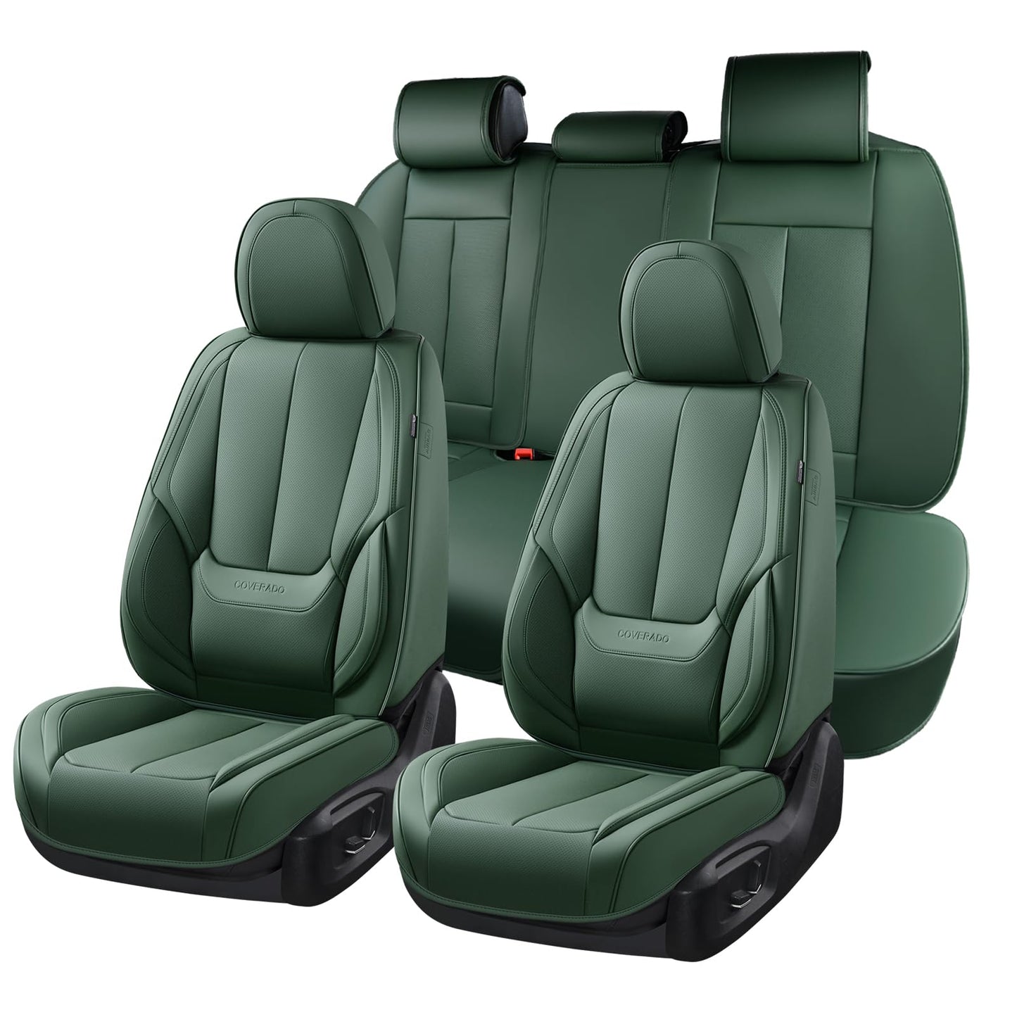 Coverado Car Seat Covers, Seat Covers for Cars, Waterproof Leather Auto Seat Protectors, Leather Car Seat Cushion, Car Interiors Accessories Universal Fit for Most Cars