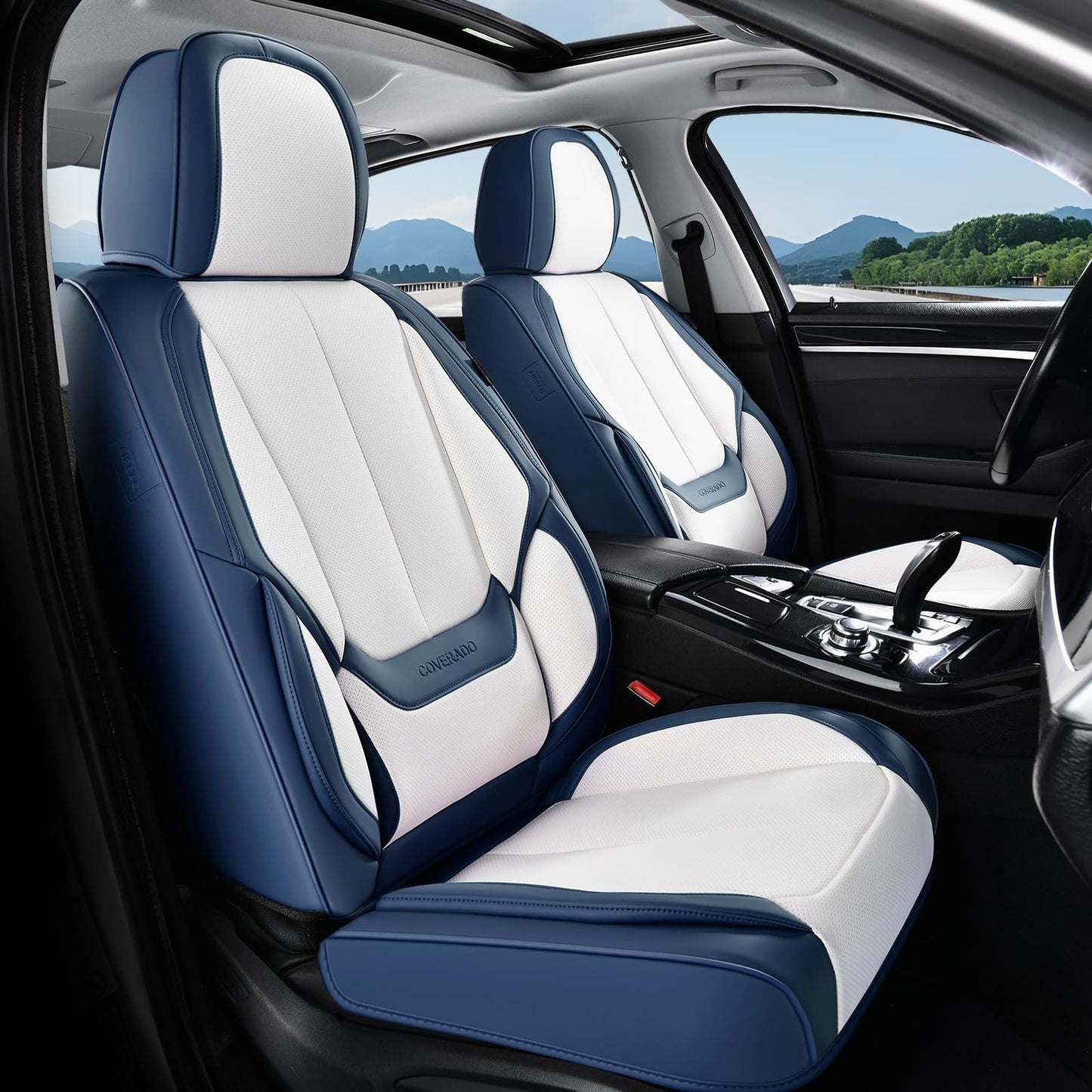 Coverado Car Seat Covers, Seat Covers for Cars, Waterproof Leather Auto Seat Protectors, Leather Car Seat Cushion, Car Interiors Accessories Universal Fit for Most Cars