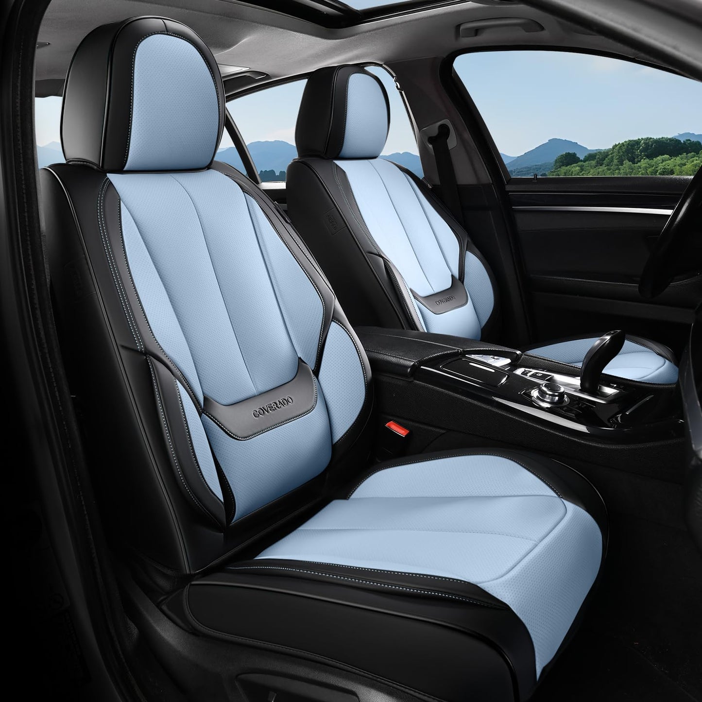 Coverado Car Seat Covers, Seat Covers for Cars, Waterproof Leather Auto Seat Protectors, Leather Car Seat Cushion, Car Interiors Accessories Universal Fit for Most Cars