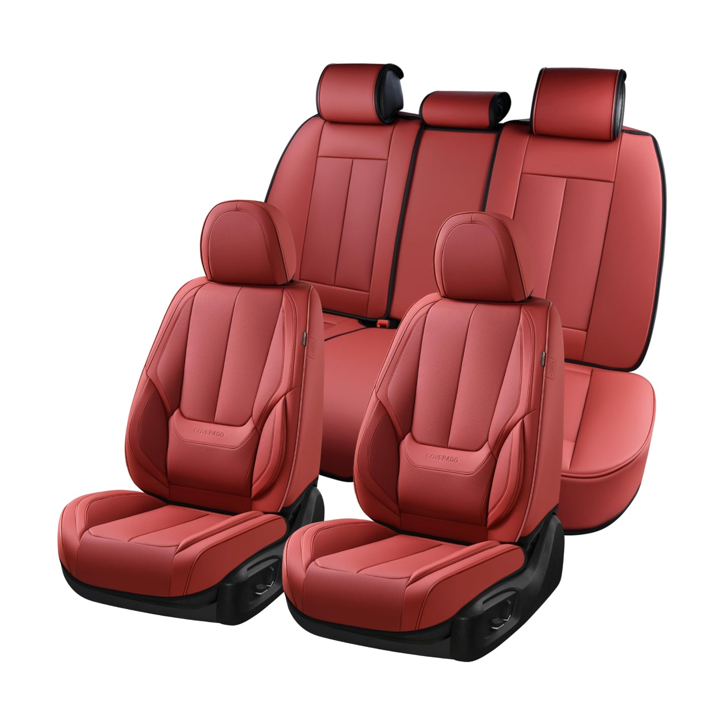 Coverado Car Seat Covers, Seat Covers for Cars, Waterproof Leather Auto Seat Protectors, Leather Car Seat Cushion, Car Interiors Accessories Universal Fit for Most Cars