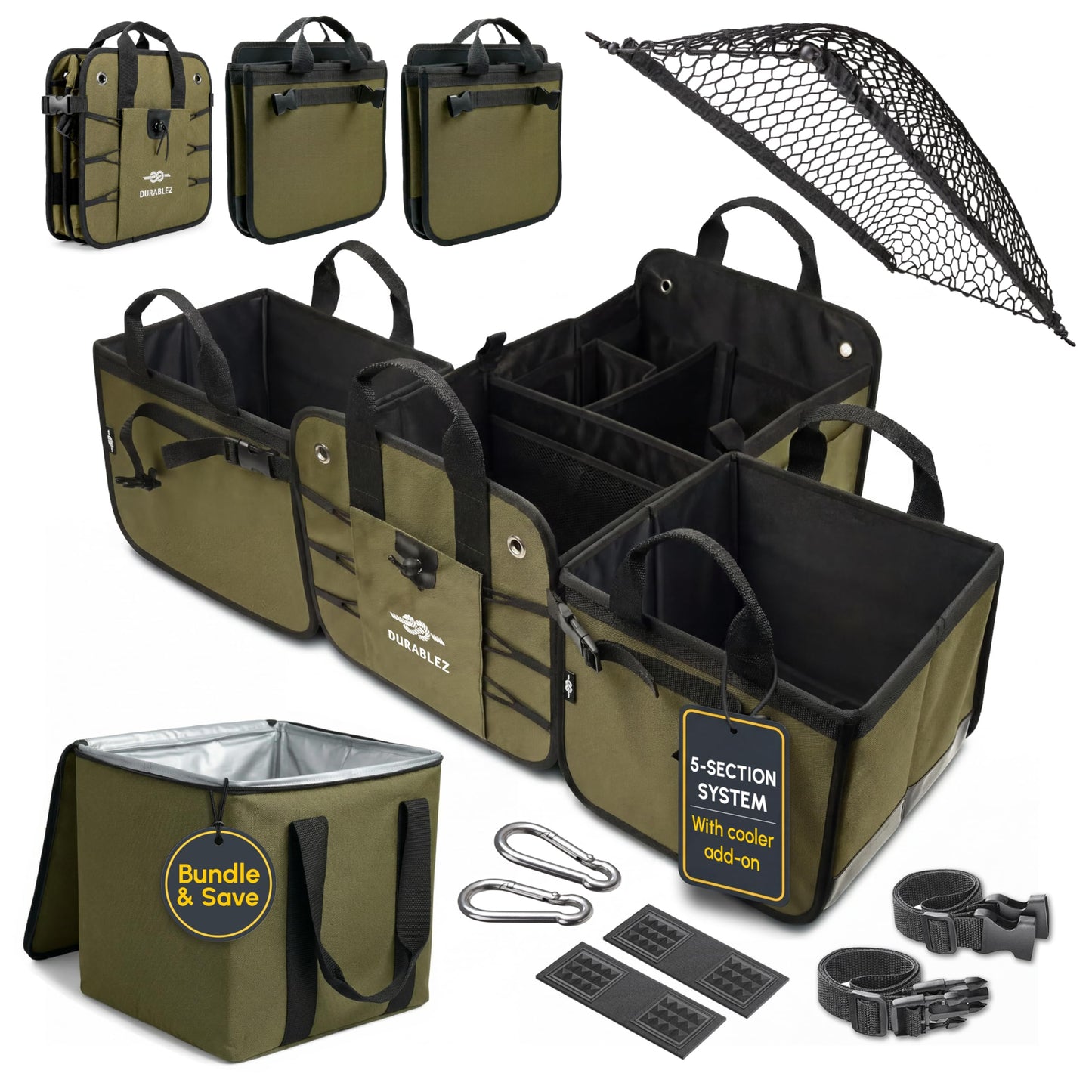Durable Folding Trunk Organizer with Multi-Compartment Storage