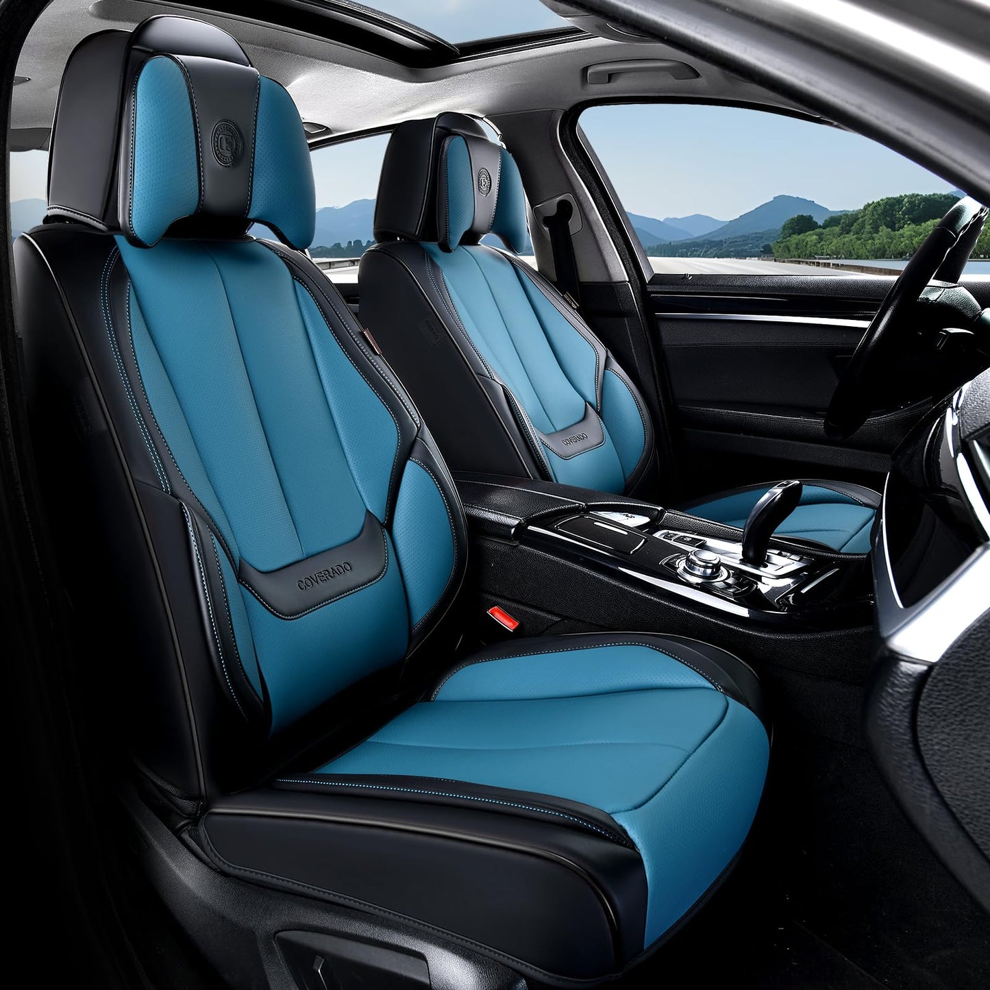 Coverado Car Seat Covers, Seat Covers for Cars, Waterproof Leather Auto Seat Protectors, Leather Car Seat Cushion, Car Interiors Accessories Universal Fit for Most Cars