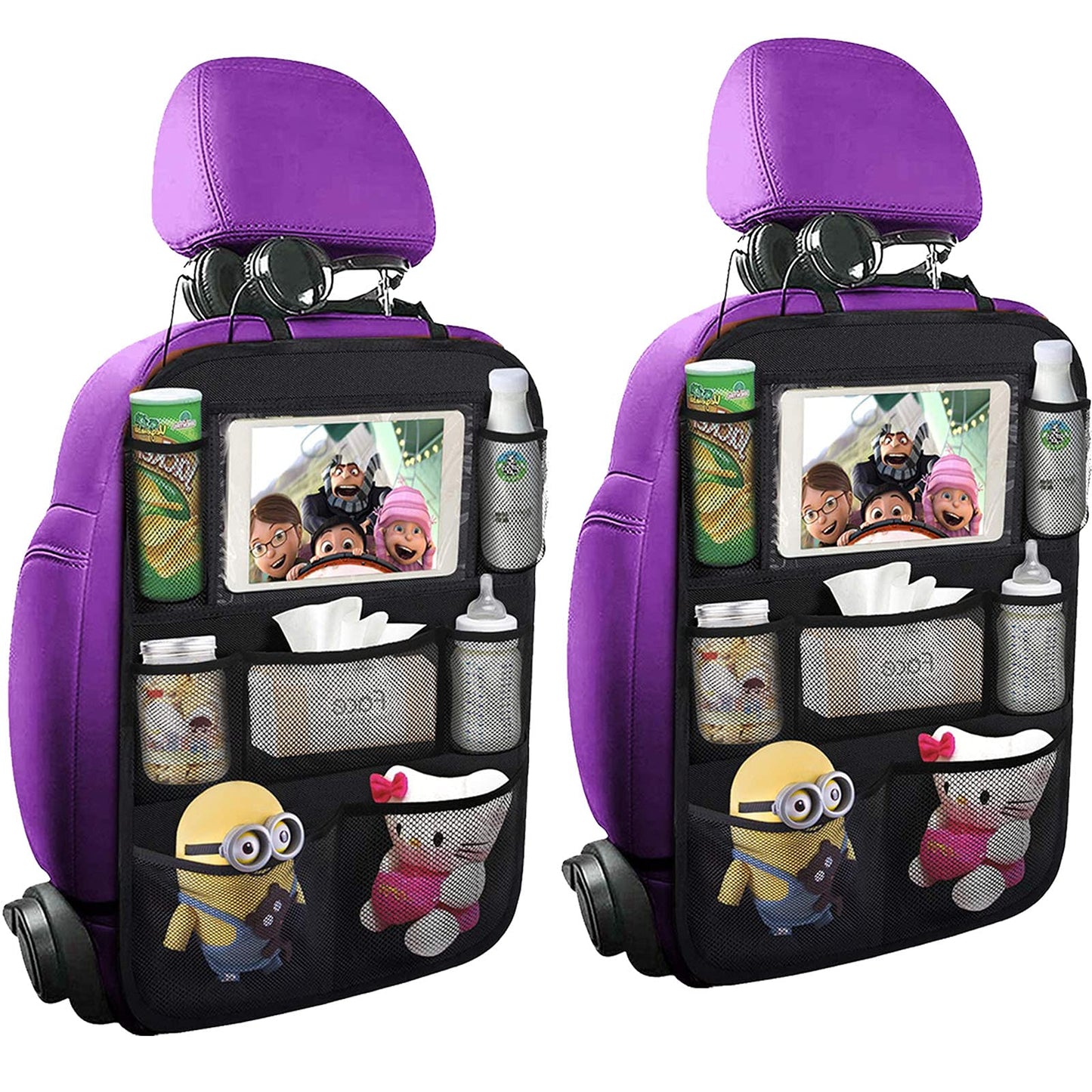 Backseat Car Organizer with Touchscreen Tablet Holder