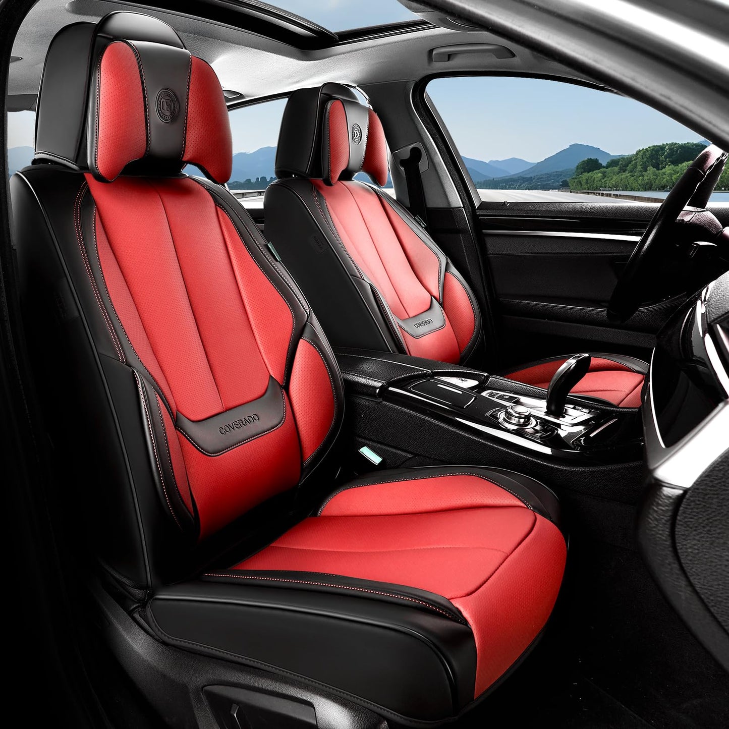 Coverado Car Seat Covers, Seat Covers for Cars, Waterproof Leather Auto Seat Protectors, Leather Car Seat Cushion, Car Interiors Accessories Universal Fit for Most Cars
