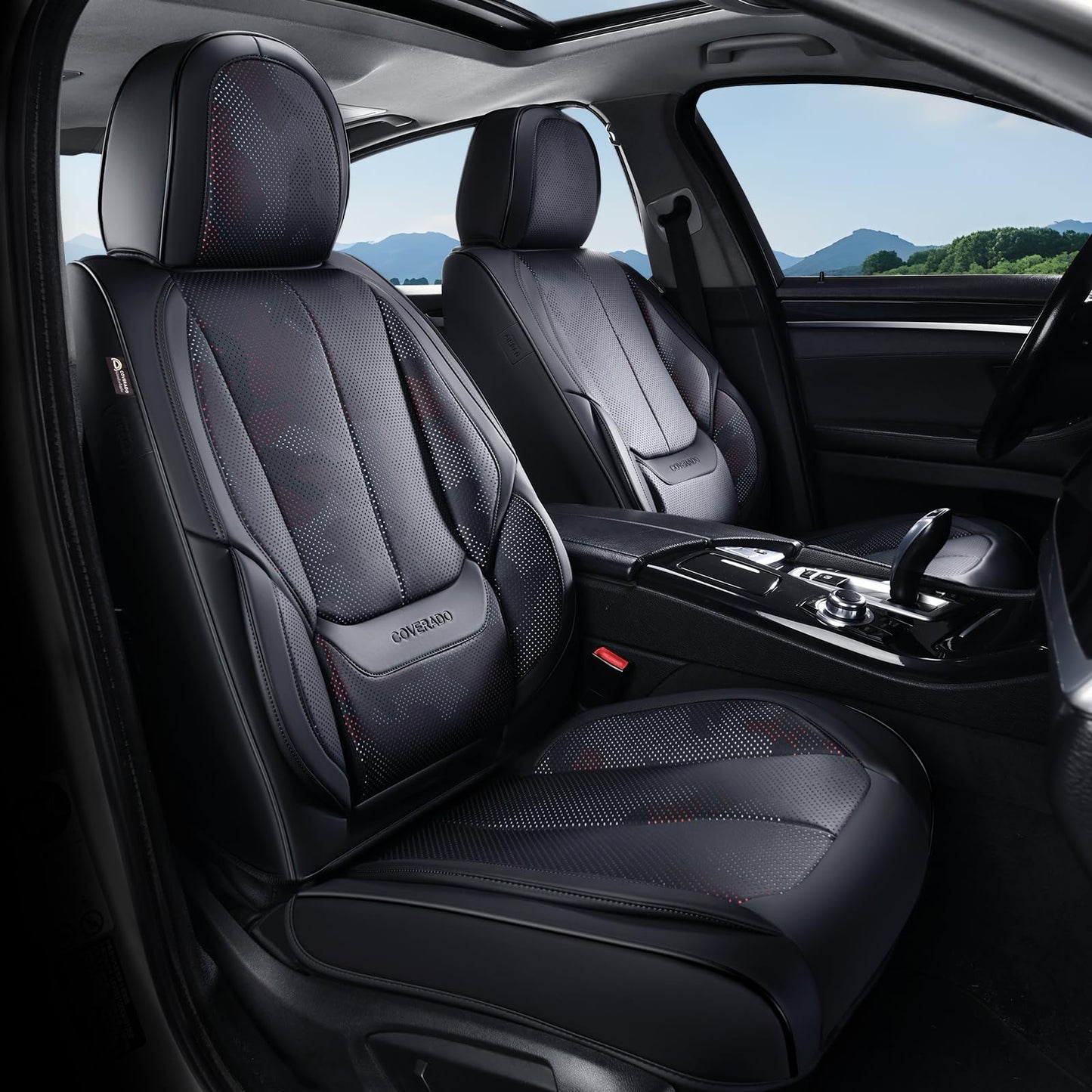 Coverado Car Seat Covers, Seat Covers for Cars, Waterproof Leather Auto Seat Protectors, Leather Car Seat Cushion, Car Interiors Accessories Universal Fit for Most Cars