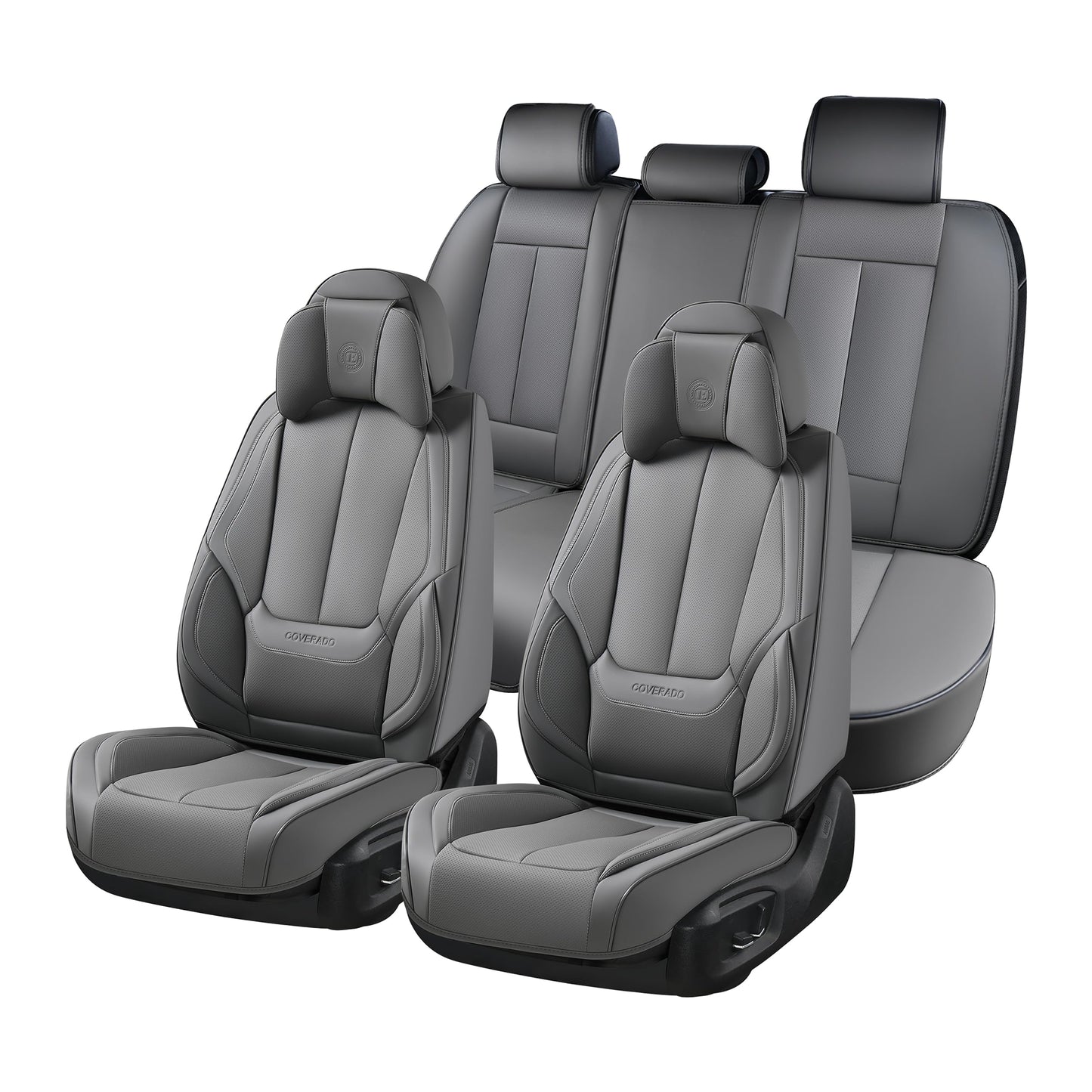 Coverado Car Seat Covers, Seat Covers for Cars, Waterproof Leather Auto Seat Protectors, Leather Car Seat Cushion, Car Interiors Accessories Universal Fit for Most Cars