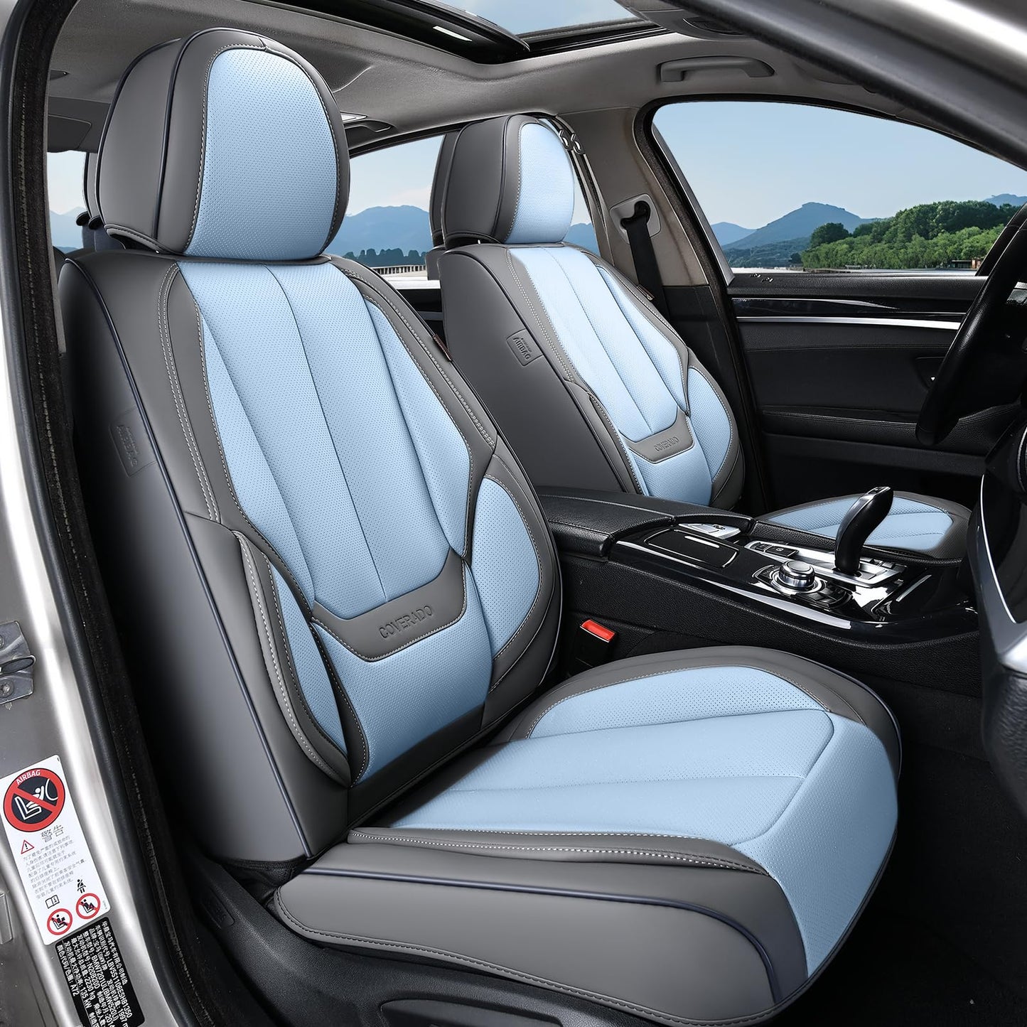Coverado Car Seat Covers, Seat Covers for Cars, Waterproof Leather Auto Seat Protectors, Leather Car Seat Cushion, Car Interiors Accessories Universal Fit for Most Cars