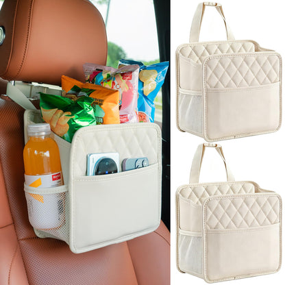 Multi-Pocket Car Seat Back Organizer with Bottle Holder