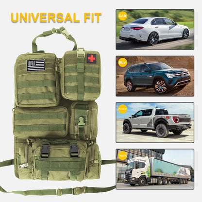 Tactical Car Seat Back Organizer with 5 Detachable Pouches