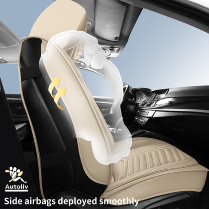 HChengkikz Nappa Leather Car Seat Covers Full Set, Waterproof Seat Cushion, Universal Automotive Seat Covers Fit for SUV Truck Pick-up Sedan