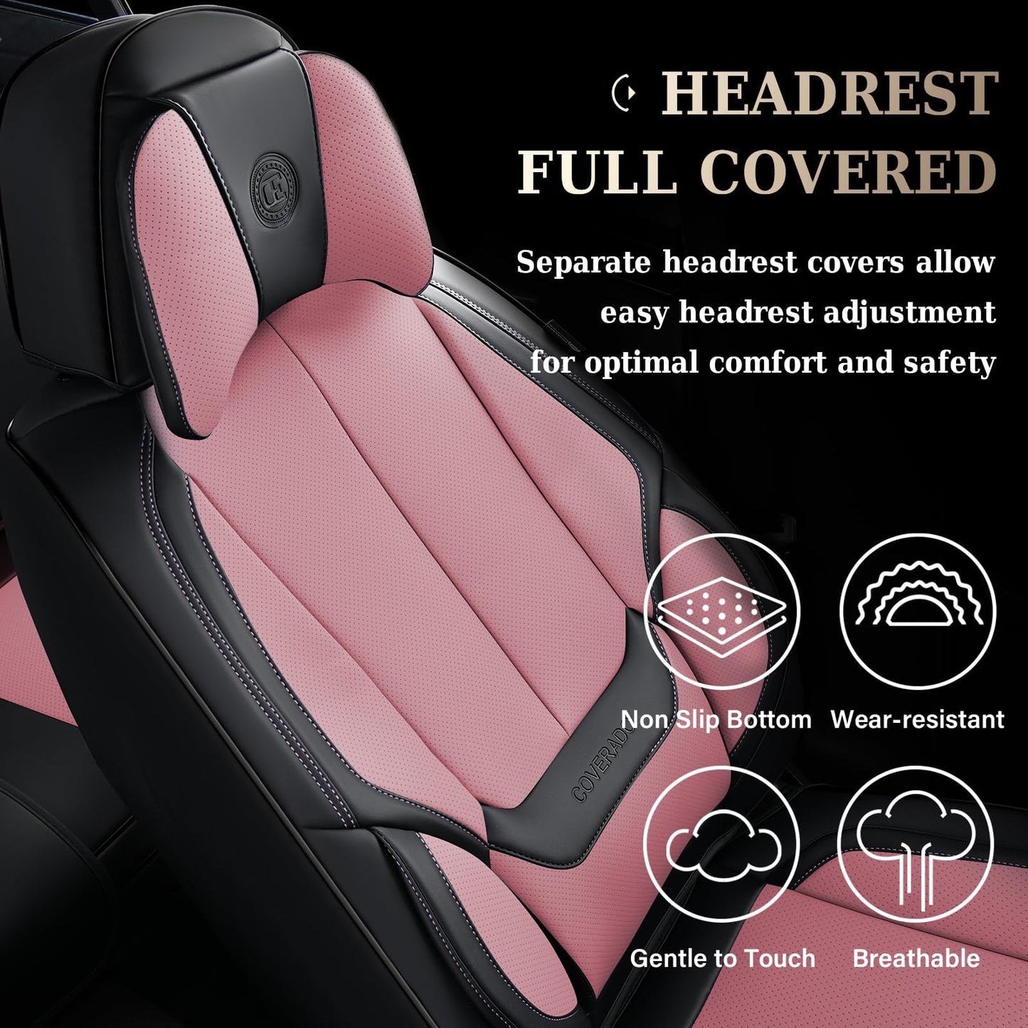 Coverado Car Seat Covers, Seat Covers for Cars, Waterproof Leather Auto Seat Protectors, Leather Car Seat Cushion, Car Interiors Accessories Universal Fit for Most Cars