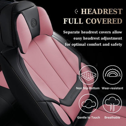 Coverado Car Seat Covers, Seat Covers for Cars, Waterproof Leather Auto Seat Protectors, Leather Car Seat Cushion, Car Interiors Accessories Universal Fit for Most Cars