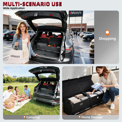Leather SUV Trunk Organizer with Multi-Compartment Storage