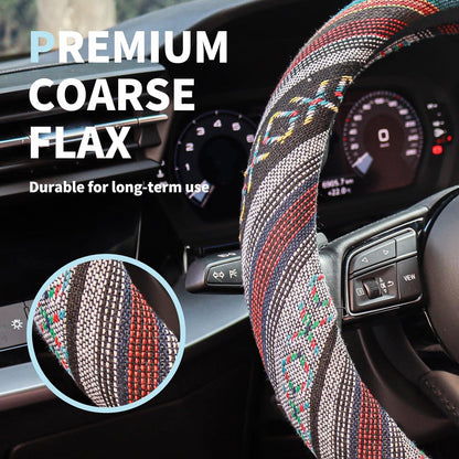 Ethnic Style Steering Wheel & Gear Cover 3-Piece Set