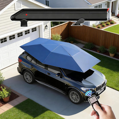 Fully Automatic Car Tent Umbrella – Remote Control Car Roof Top Canopy with Storage Box, Car Cover Tent Car Parasol Umbrella for Sedan & SUV, Heat-Blocking UV Protection