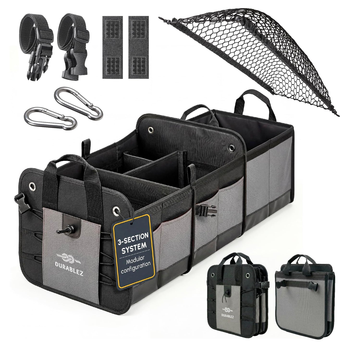 Durable Folding Trunk Organizer with Multi-Compartment Storage