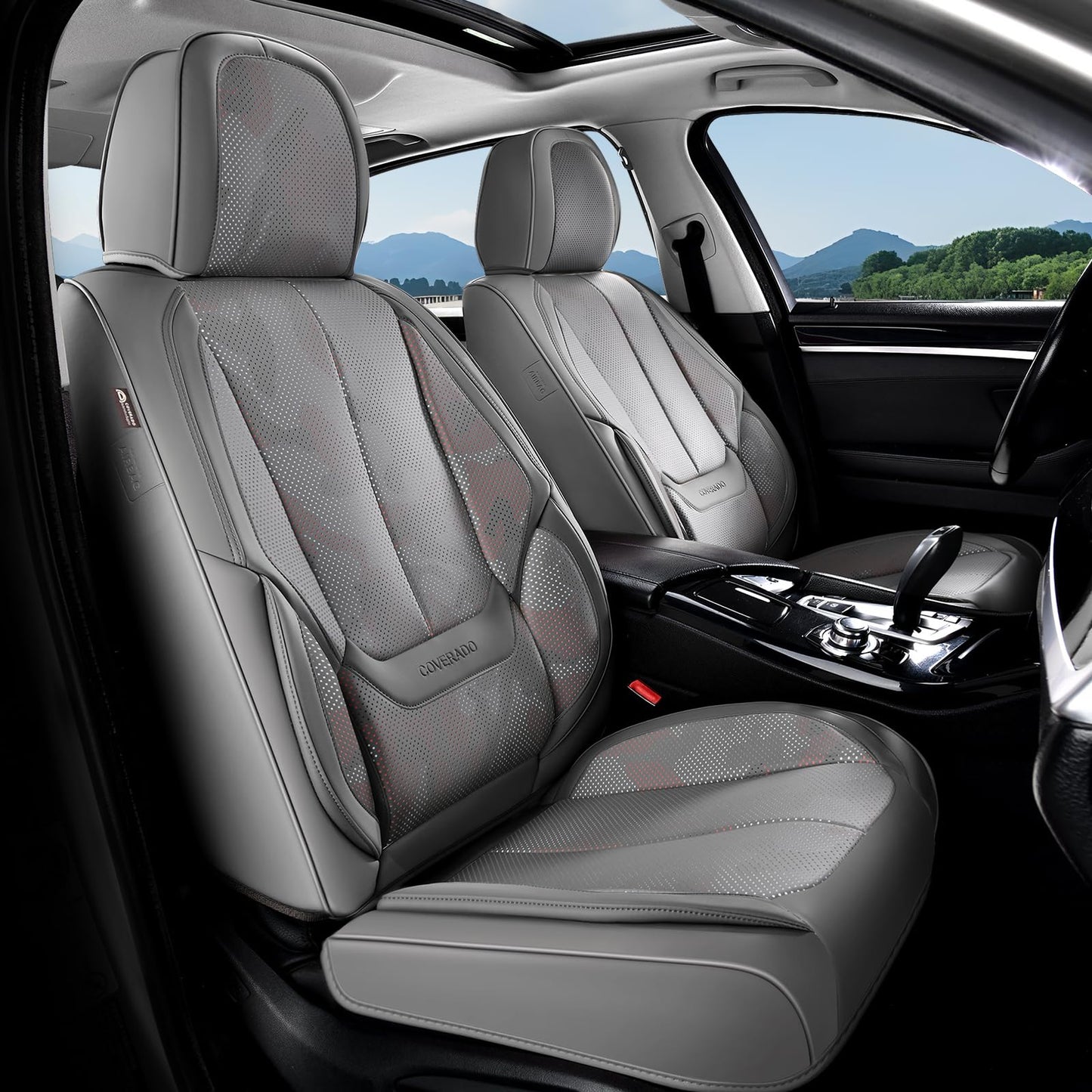 Coverado Car Seat Covers, Seat Covers for Cars, Waterproof Leather Auto Seat Protectors, Leather Car Seat Cushion, Car Interiors Accessories Universal Fit for Most Cars