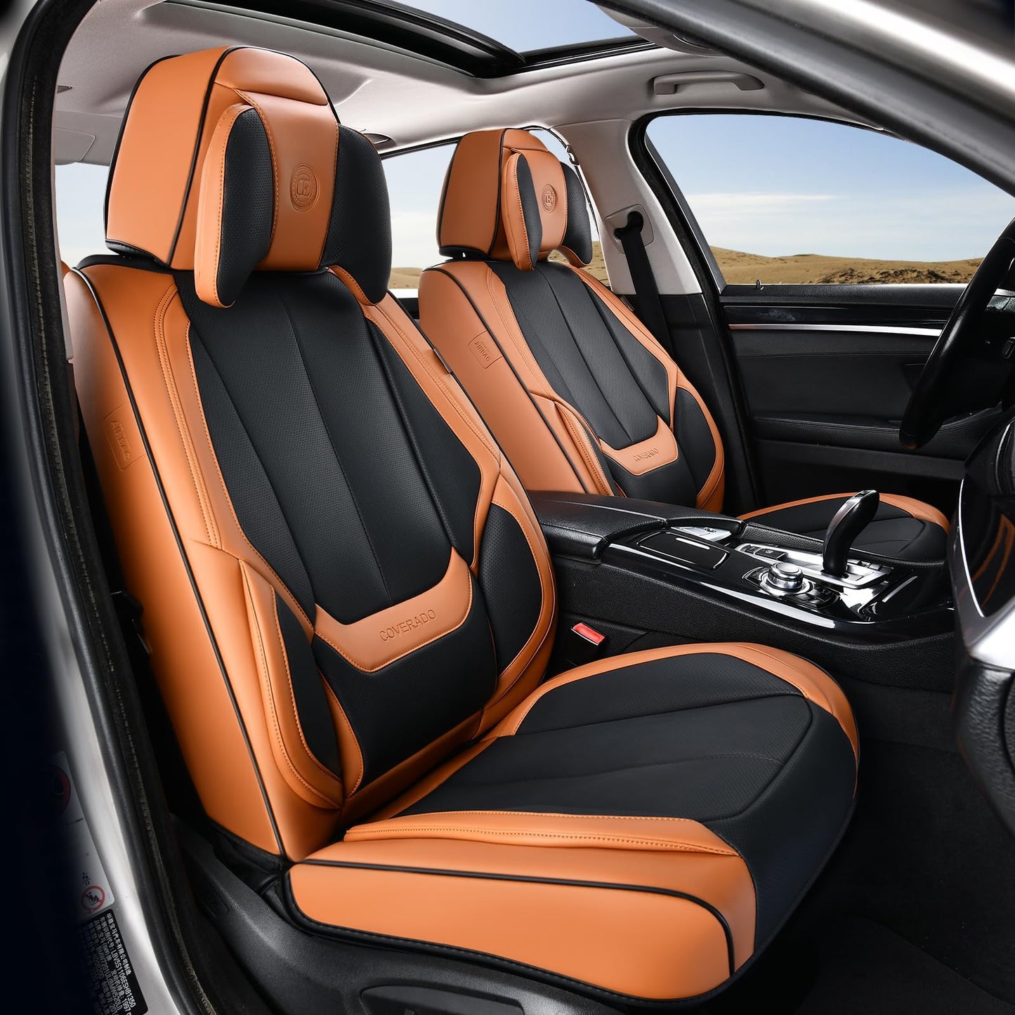 Coverado Car Seat Covers, Seat Covers for Cars, Waterproof Leather Auto Seat Protectors, Leather Car Seat Cushion, Car Interiors Accessories Universal Fit for Most Cars