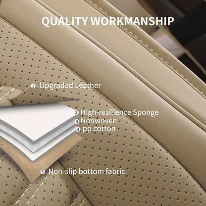 HChengkikz Nappa Leather Car Seat Covers Full Set, Waterproof Seat Cushion, Universal Automotive Seat Covers Fit for SUV Truck Pick-up Sedan