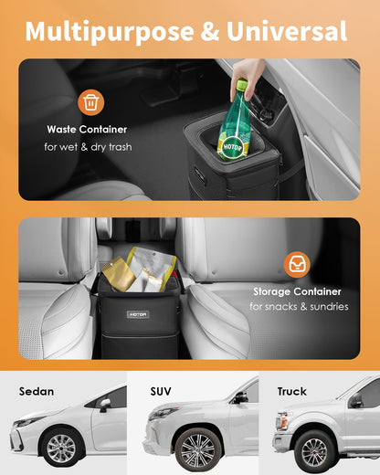 Leakproof Car Trash Can & Compact Interior Organizer