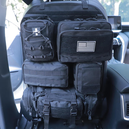 Tactical Car Seat Back Organizer with 5 Detachable Pouches