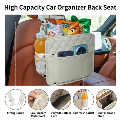Multi-Pocket Car Seat Back Organizer with Bottle Holder