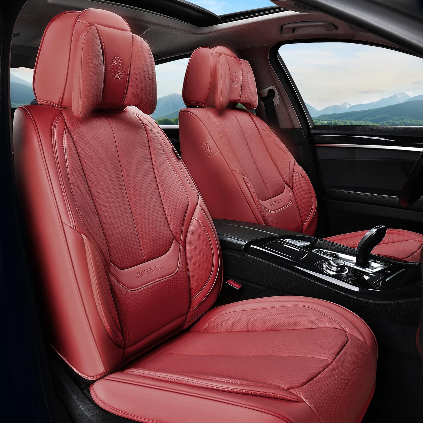 Coverado Car Seat Covers, Seat Covers for Cars, Waterproof Leather Auto Seat Protectors, Leather Car Seat Cushion, Car Interiors Accessories Universal Fit for Most Cars