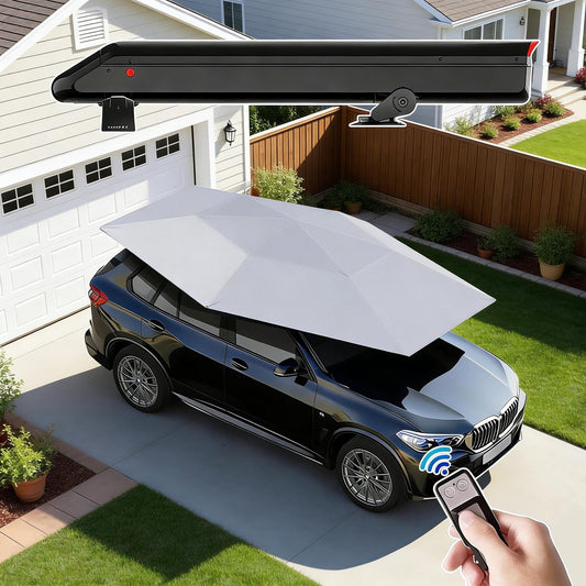 Fully Automatic Car Tent Umbrella – Remote Control Car Roof Top Canopy with Storage Box, Car Cover Tent Car Parasol Umbrella for Sedan & SUV, Heat-Blocking UV Protection