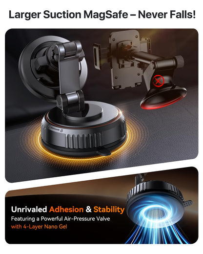 Magnetic Car Phone Mount with Strong Suction Base