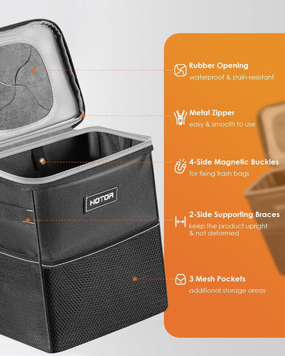 Leakproof Car Trash Can & Compact Interior Organizer