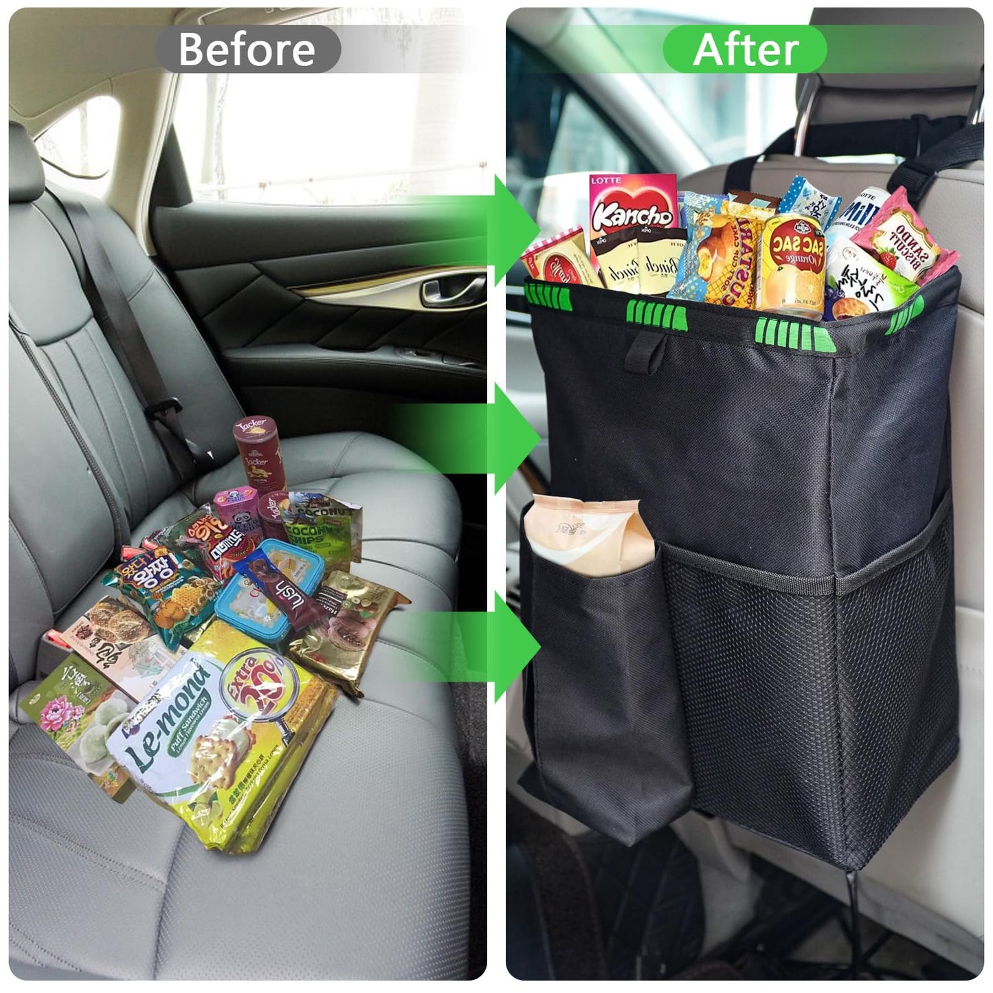 Leakproof Mini Car Trash Can with Lid & Cup Holder Fit