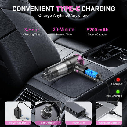 Handheld Car Vacuum & Air Duster for Interior Cleaning