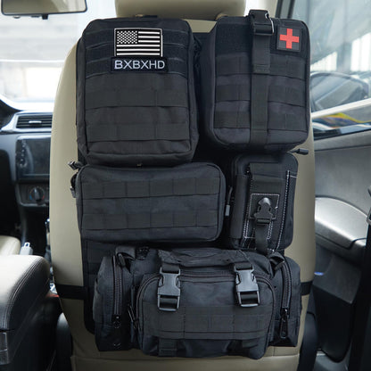 Tactical Car Seat Back Organizer with 5 Detachable Pouches