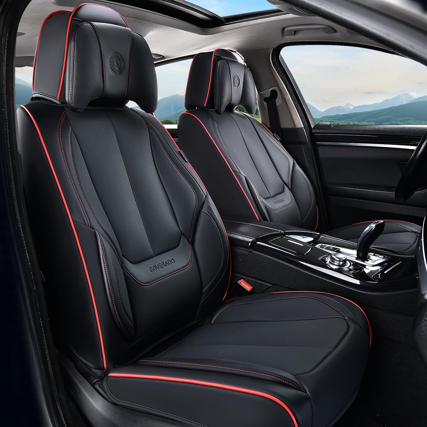 Coverado Car Seat Covers, Seat Covers for Cars, Waterproof Leather Auto Seat Protectors, Leather Car Seat Cushion, Car Interiors Accessories Universal Fit for Most Cars