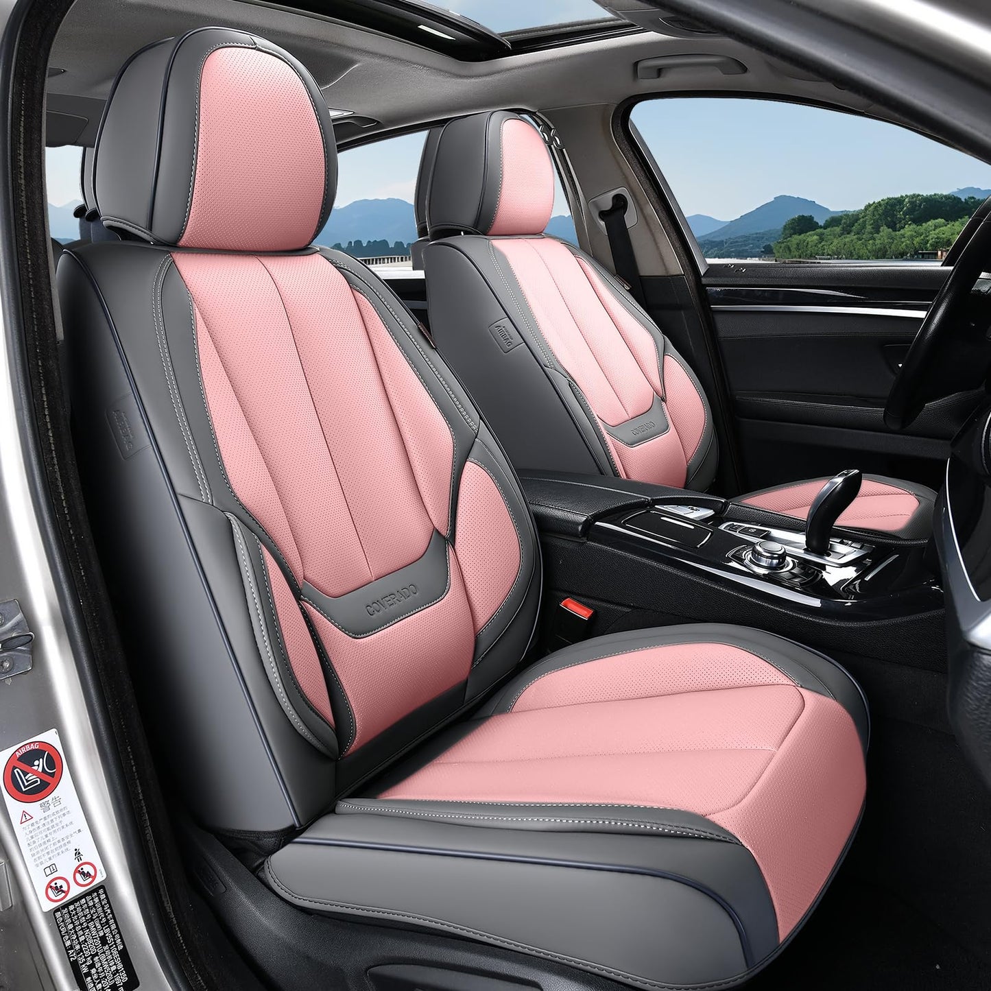 Coverado Car Seat Covers, Seat Covers for Cars, Waterproof Leather Auto Seat Protectors, Leather Car Seat Cushion, Car Interiors Accessories Universal Fit for Most Cars