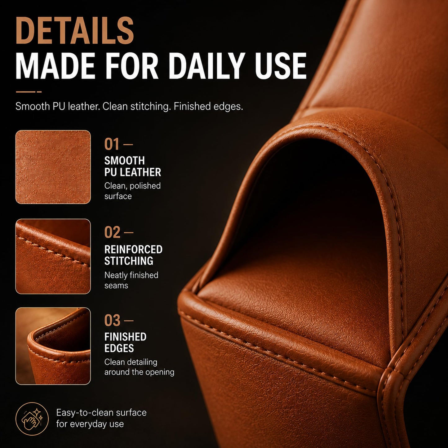 Leather Car Door Cup Holder with Phone Storage