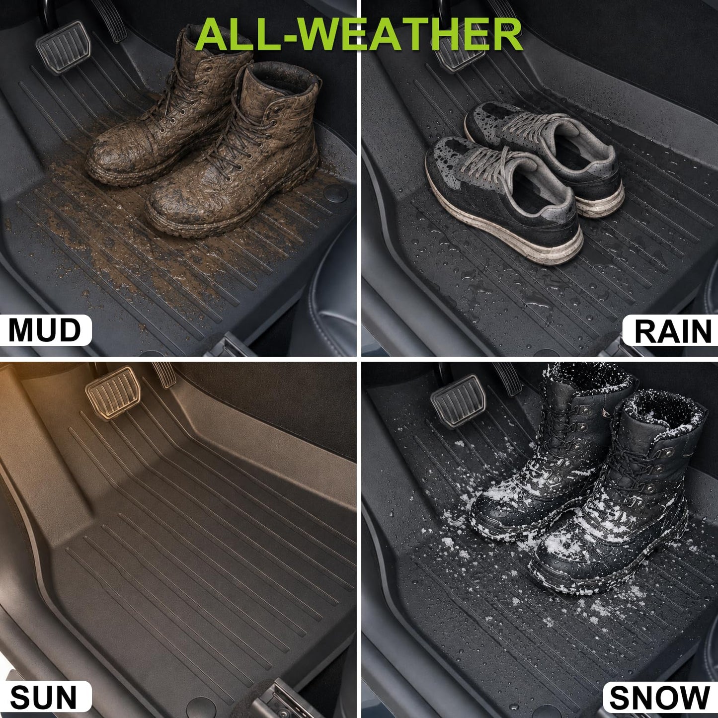 All-Weather Floor Mats Full Set for Electric Vehicles