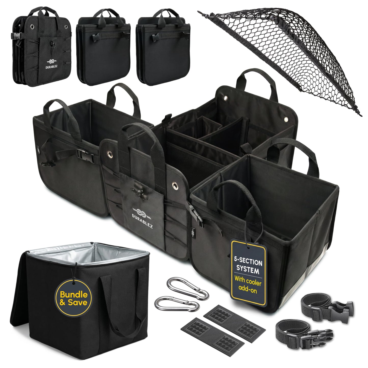 Durable Folding Trunk Organizer with Multi-Compartment Storage