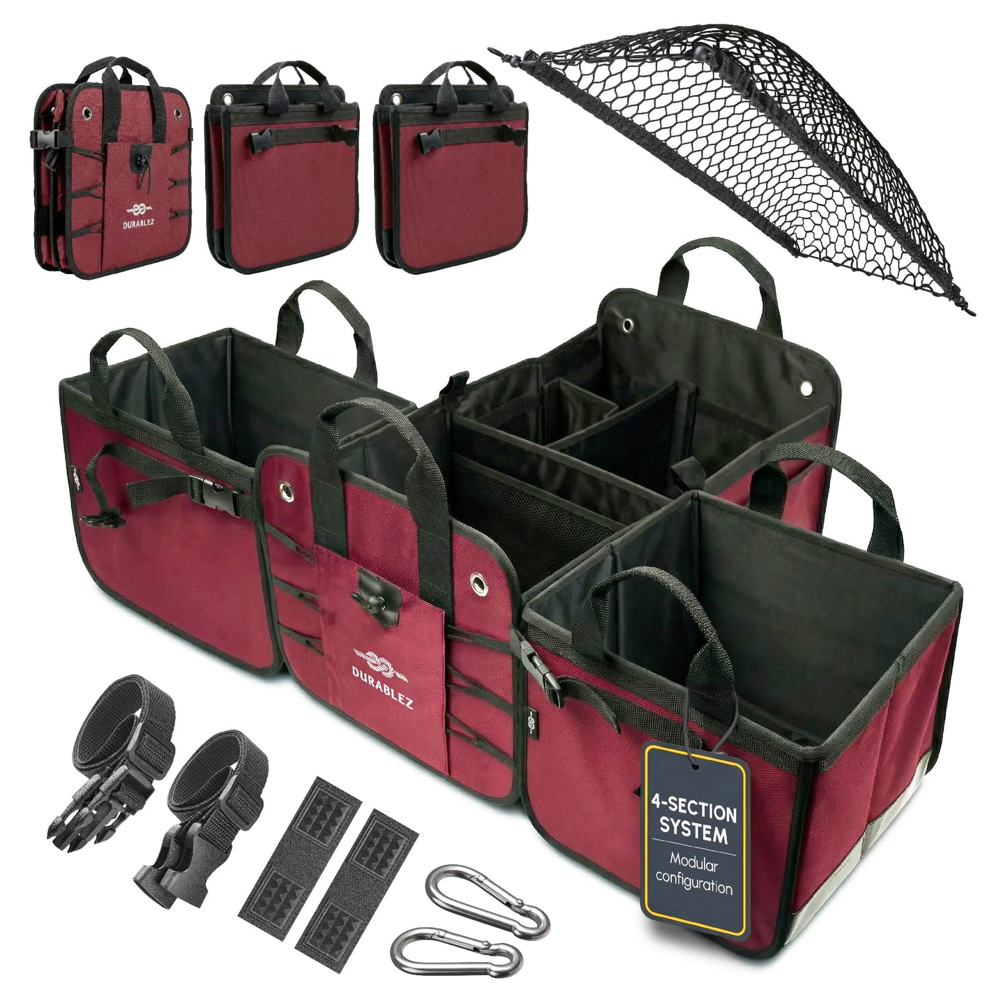 Durable Folding Trunk Organizer with Multi-Compartment Storage