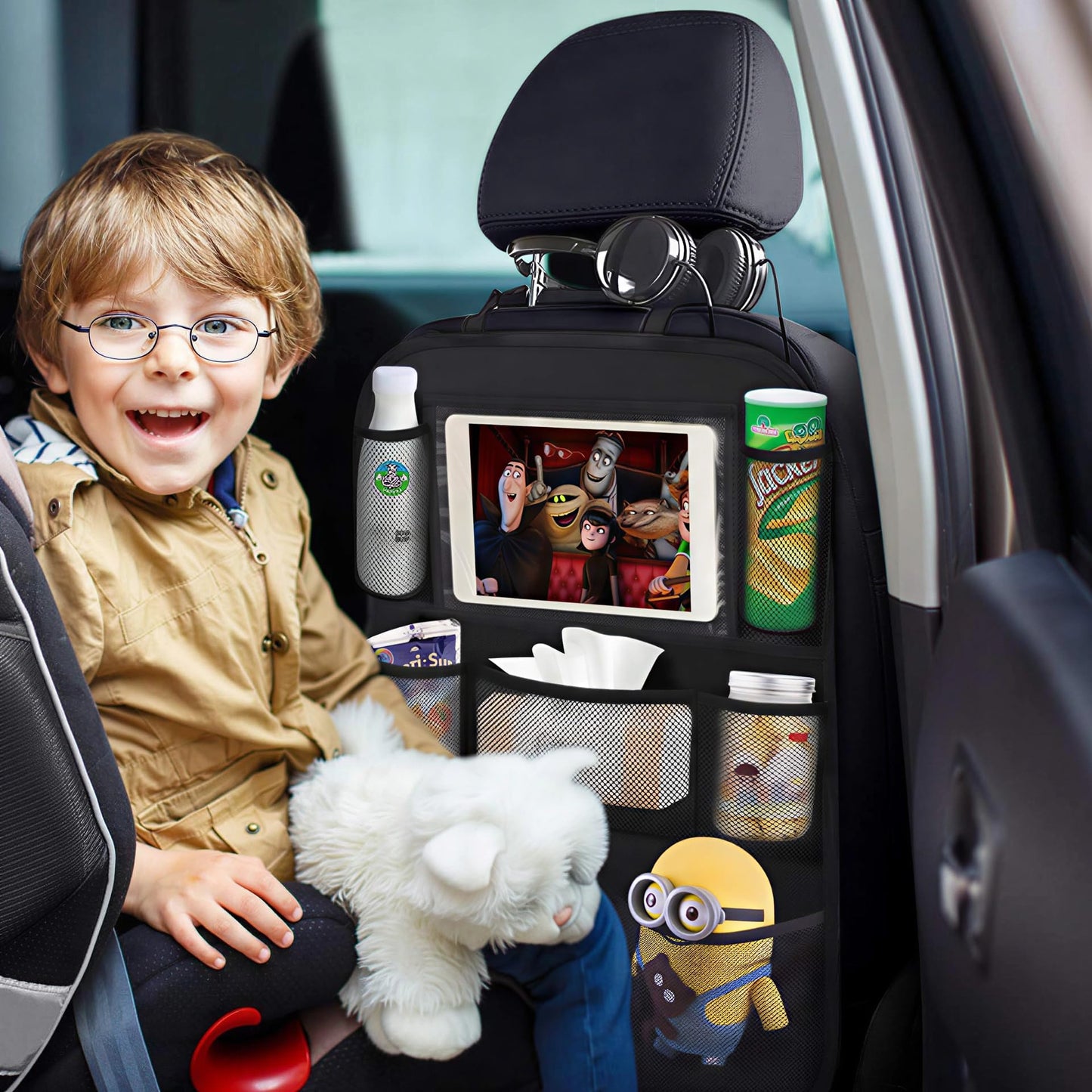 Backseat Car Organizer with Touchscreen Tablet Holder