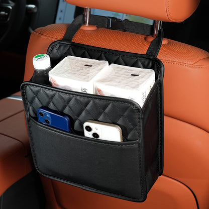 Multi-Pocket Car Seat Back Organizer with Bottle Holder